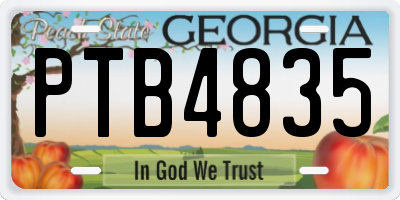 GA license plate PTB4835