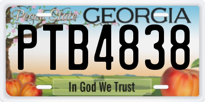 GA license plate PTB4838