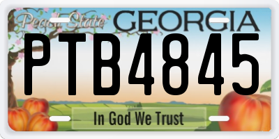 GA license plate PTB4845