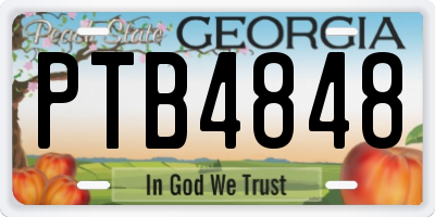 GA license plate PTB4848
