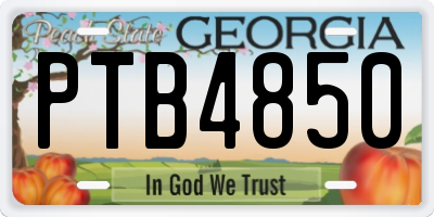 GA license plate PTB4850