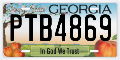 GA license plate PTB4869