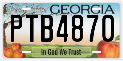 GA license plate PTB4870