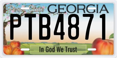 GA license plate PTB4871
