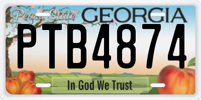 GA license plate PTB4874