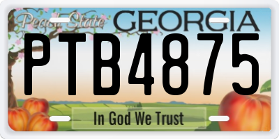 GA license plate PTB4875