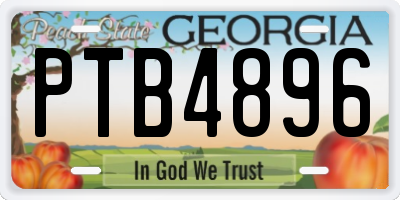 GA license plate PTB4896