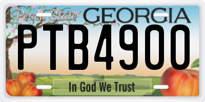 GA license plate PTB4900