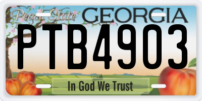 GA license plate PTB4903