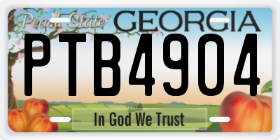 GA license plate PTB4904