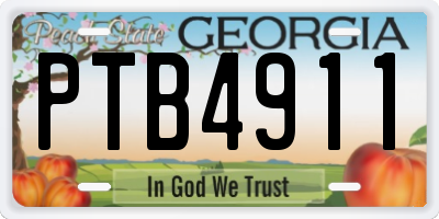 GA license plate PTB4911