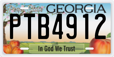 GA license plate PTB4912