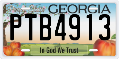 GA license plate PTB4913