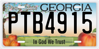 GA license plate PTB4915