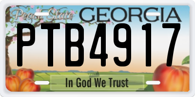 GA license plate PTB4917