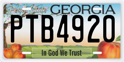 GA license plate PTB4920