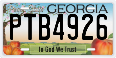 GA license plate PTB4926