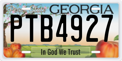 GA license plate PTB4927