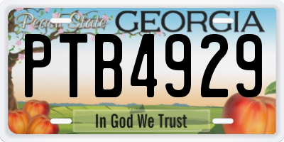 GA license plate PTB4929