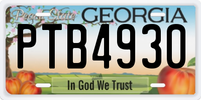 GA license plate PTB4930