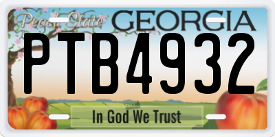 GA license plate PTB4932
