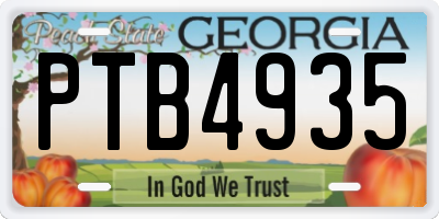 GA license plate PTB4935