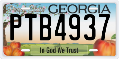 GA license plate PTB4937