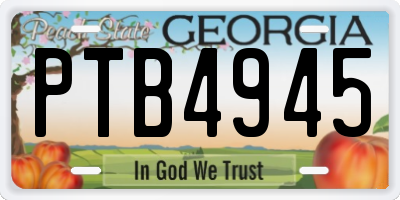 GA license plate PTB4945