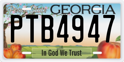 GA license plate PTB4947