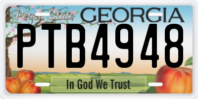 GA license plate PTB4948