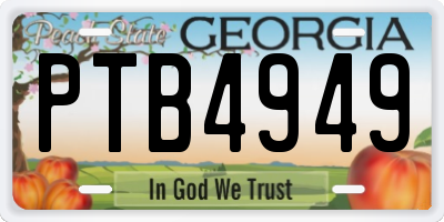 GA license plate PTB4949