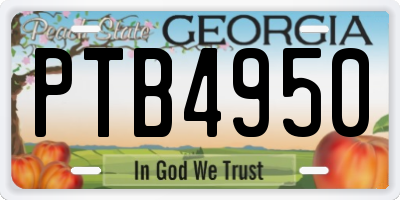 GA license plate PTB4950