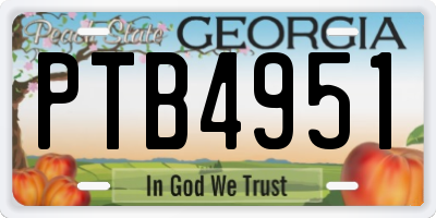 GA license plate PTB4951