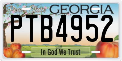 GA license plate PTB4952