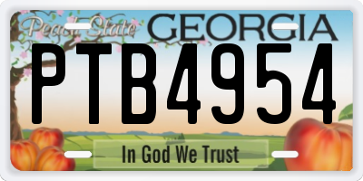 GA license plate PTB4954