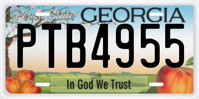 GA license plate PTB4955