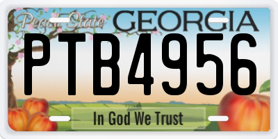 GA license plate PTB4956
