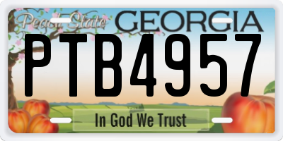 GA license plate PTB4957