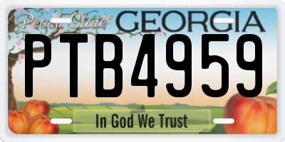 GA license plate PTB4959