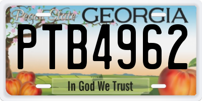 GA license plate PTB4962
