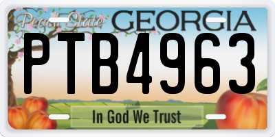 GA license plate PTB4963