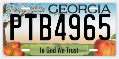 GA license plate PTB4965