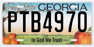 GA license plate PTB4970