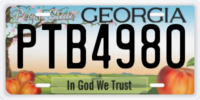 GA license plate PTB4980