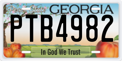 GA license plate PTB4982