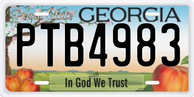 GA license plate PTB4983