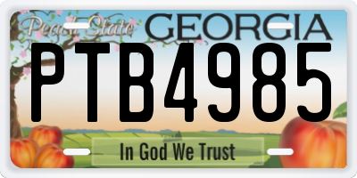 GA license plate PTB4985