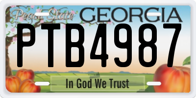 GA license plate PTB4987