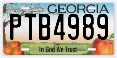 GA license plate PTB4989