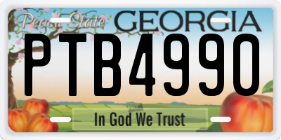 GA license plate PTB4990